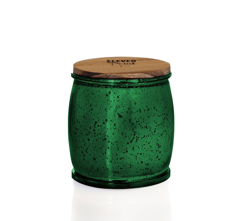 Picking Pecans Mercury Barrel Candle in Green Candle Eleven Point
