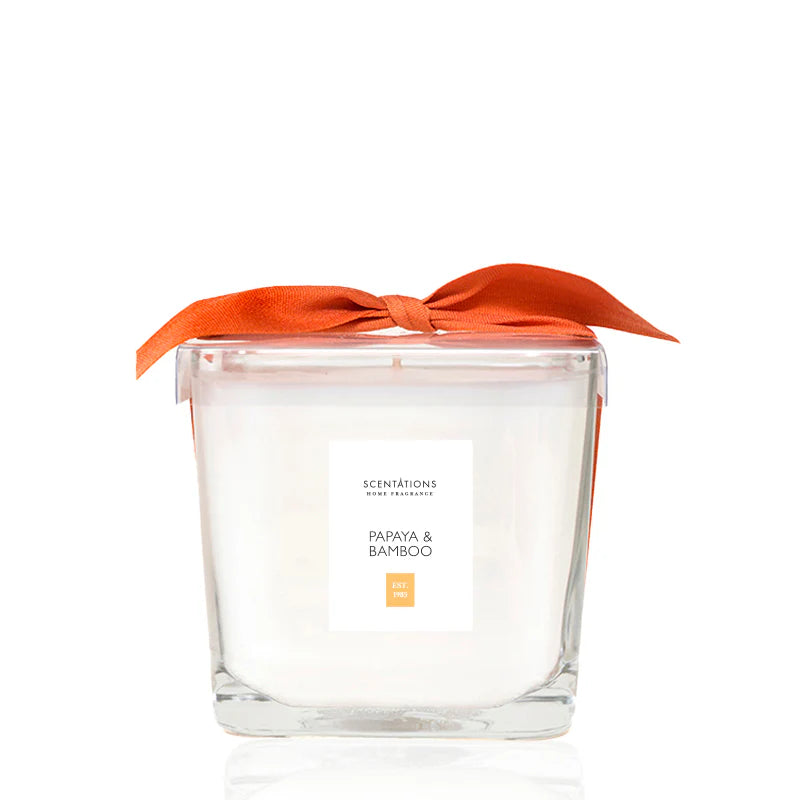 Papaya & Bamboo Square Glass Candle Eleven Point