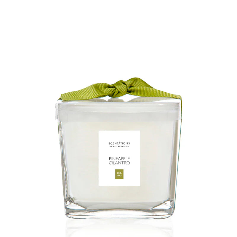 Pineapple Cilantro Square Glass Candle  Eleven Point