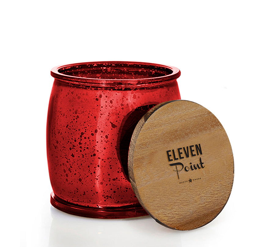 Picking Pecans Mercury Barrel Candle in Red Candle Eleven Point