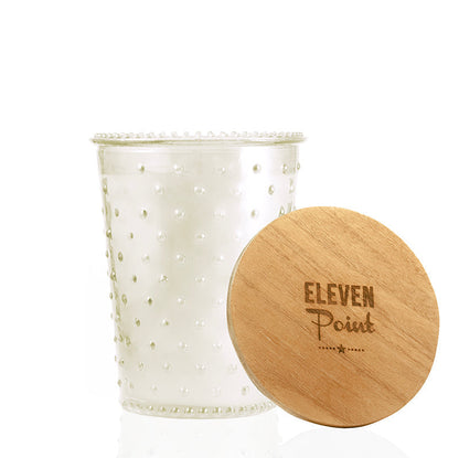 Blackberry Hobnail Candle in Pearl Candle Eleven Point   