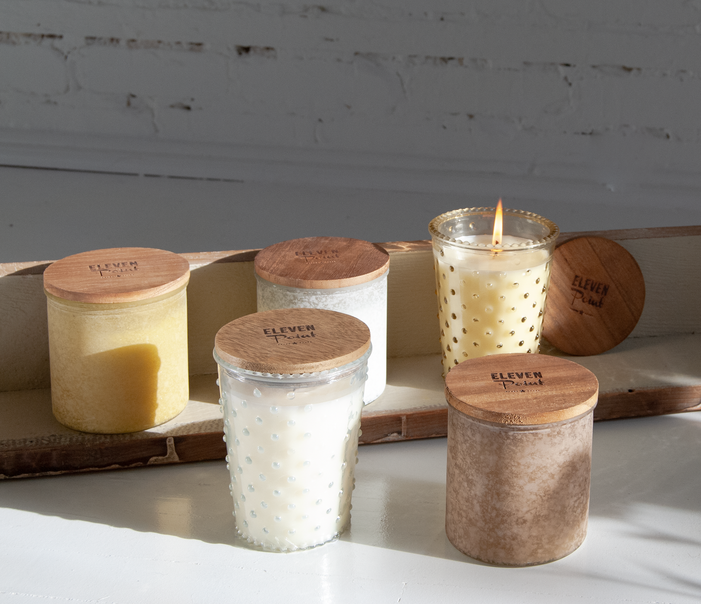 Just Peachy Hobnail Candle in Butter Candle Eleven Point