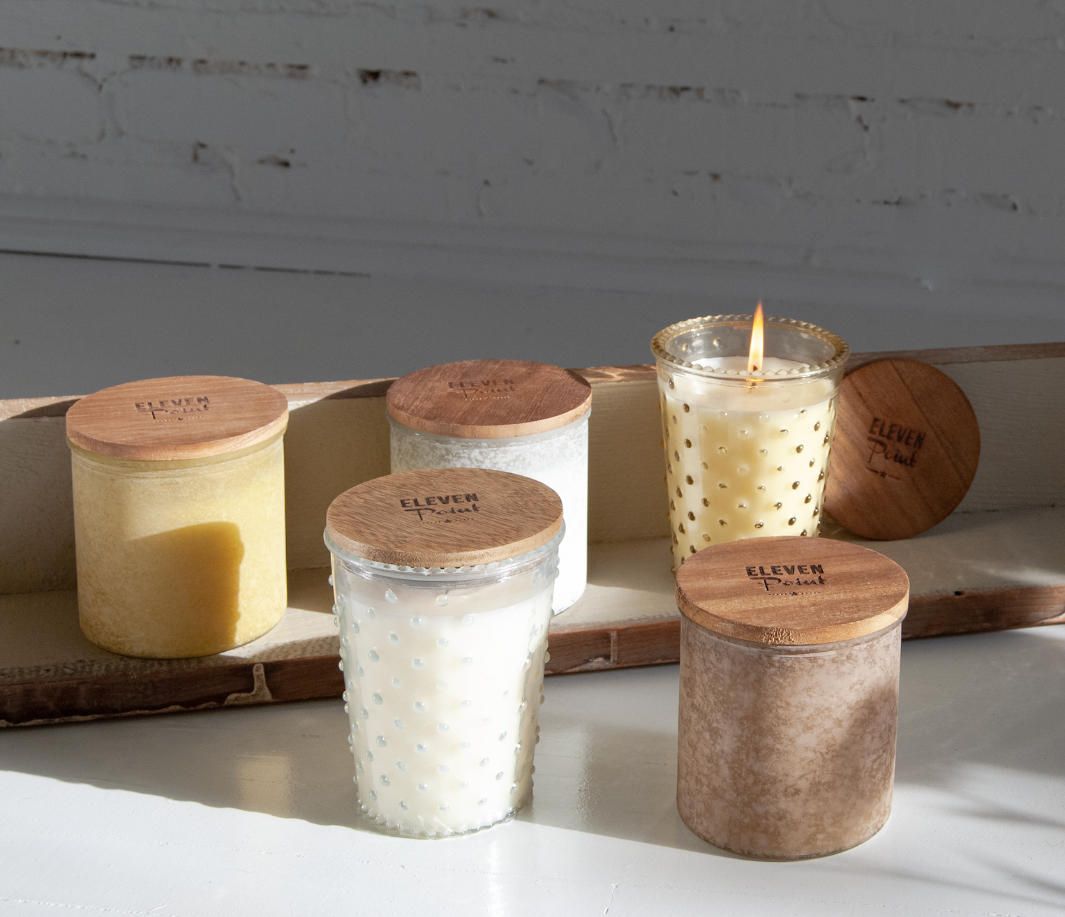 The Hobnail Candle in Butter Candle Eleven Point