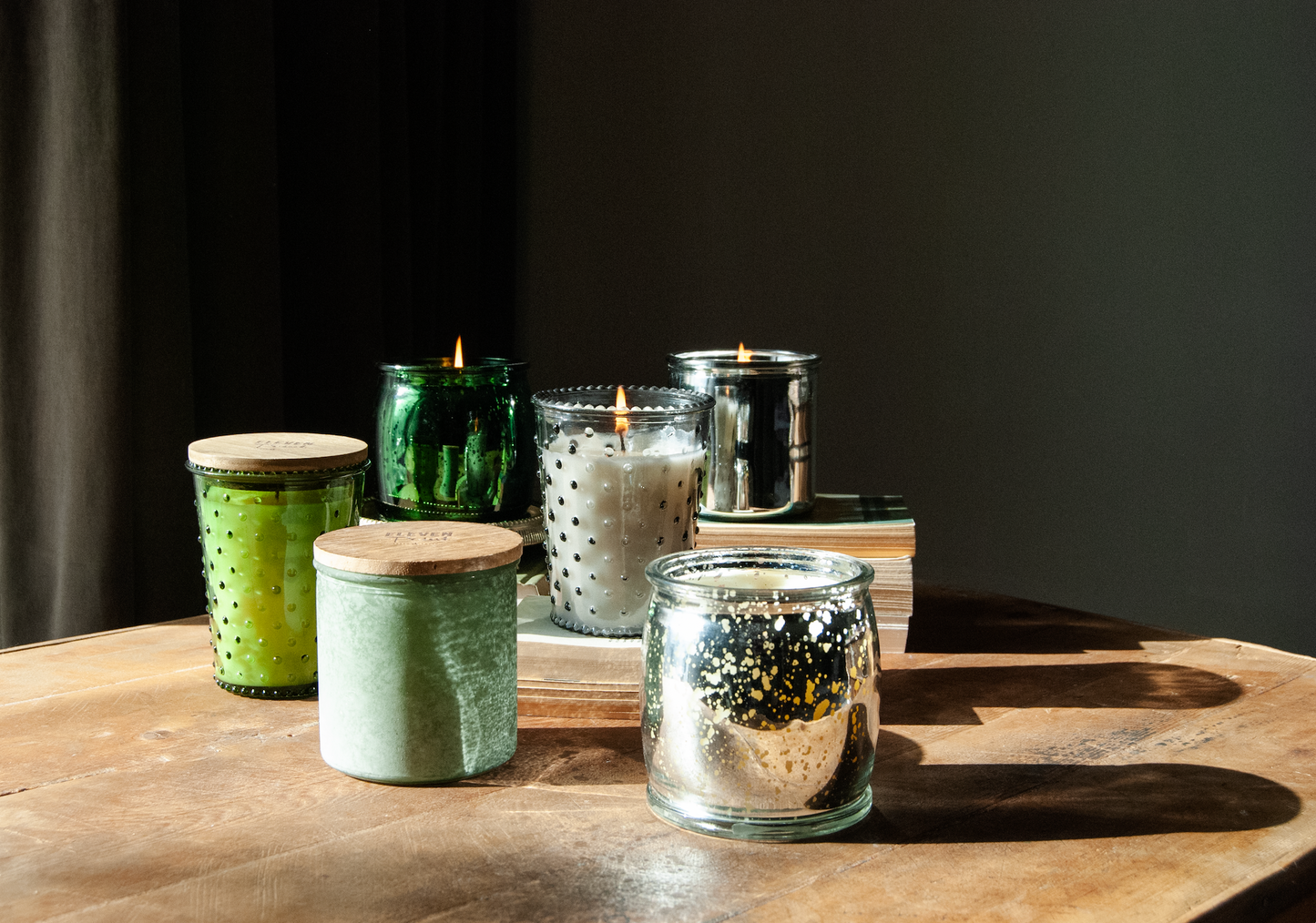 The Hobnail Candle in Verde Candle Eleven Point