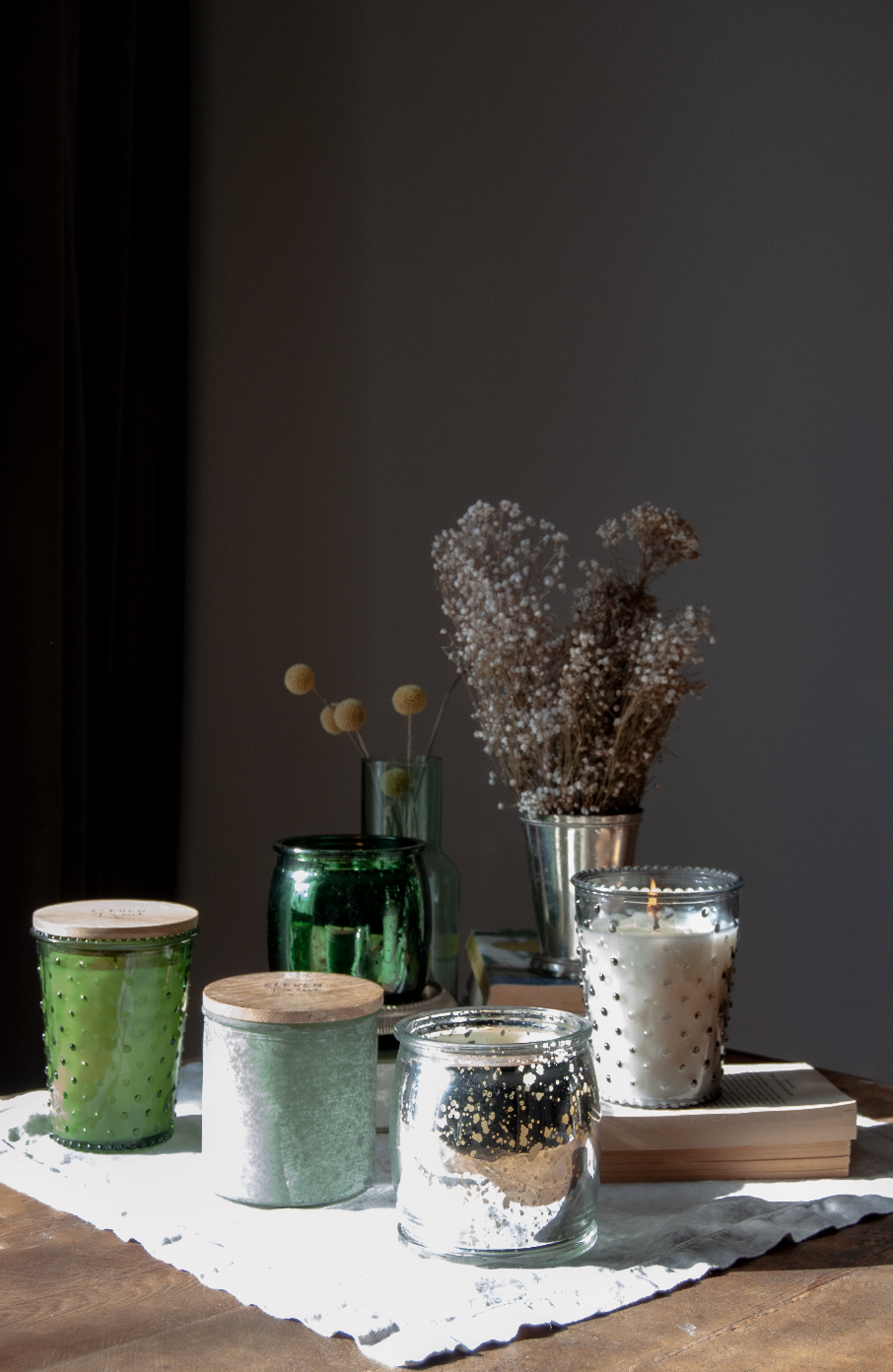 Point 26 Hobnail Candle in Verde Candle Eleven Point