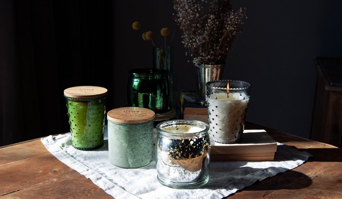Wildflower Hobnail Candle in Verde Candle Eleven Point