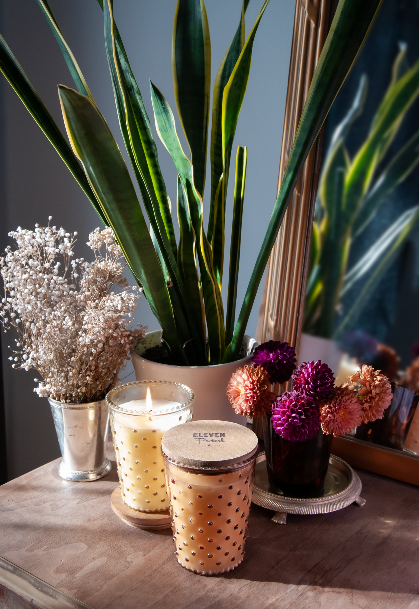 The Hobnail Candle in Caramel Candle Eleven Point