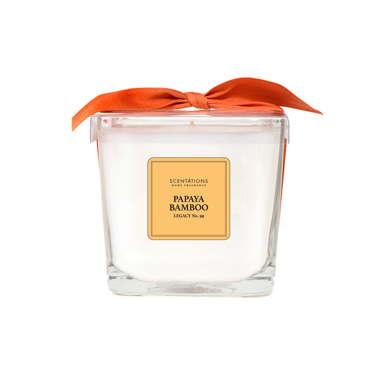 Papaya & Bamboo Square Glass Candle Eleven Point