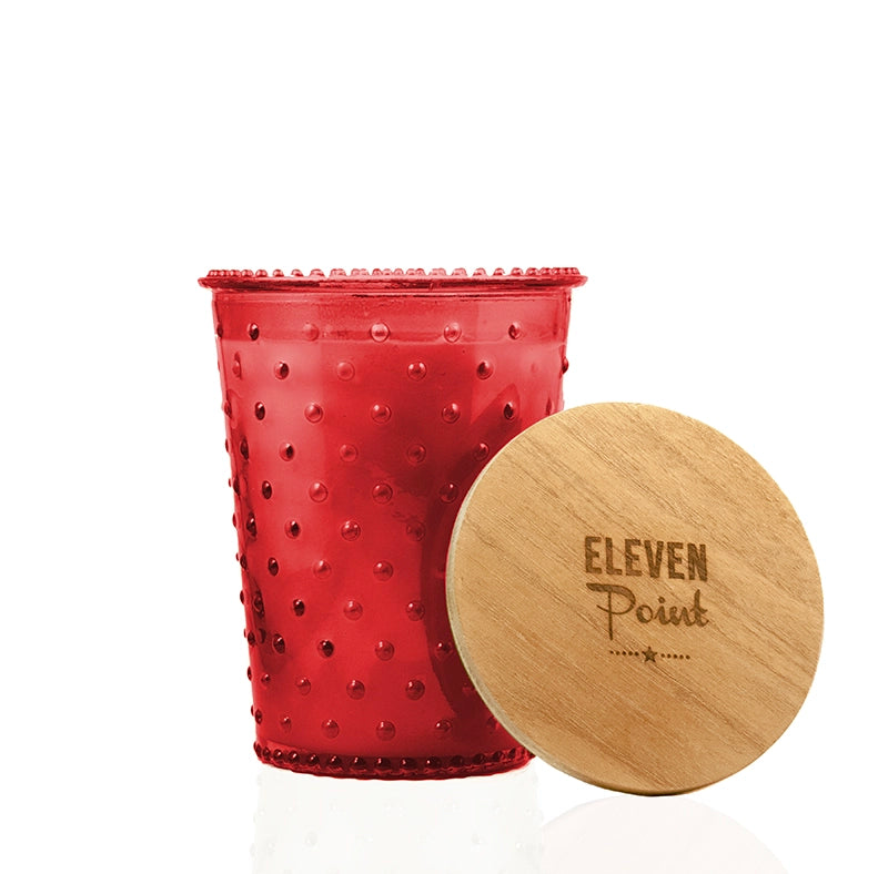 Almond Bark Hobnail Candle in Ruby