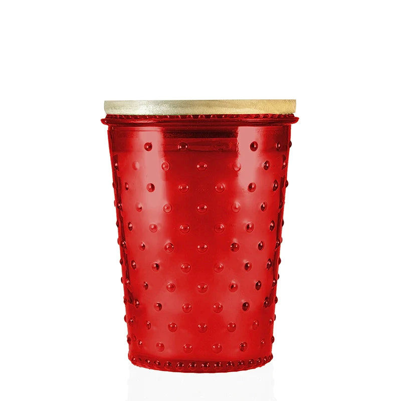 On The Rocks Hobnail Candle in Ruby  Eleven Point   