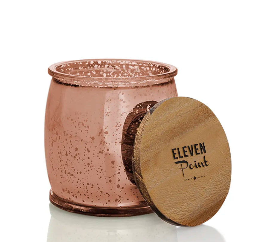 The Mercury Barrel Candle in Rose Copper Candle Eleven Point   