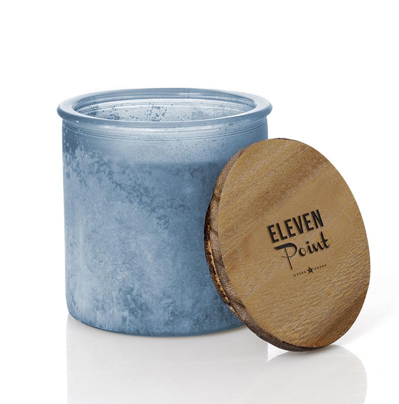 Cast Iron Cookies River Rock Candle in Denim Candle Eleven Point   