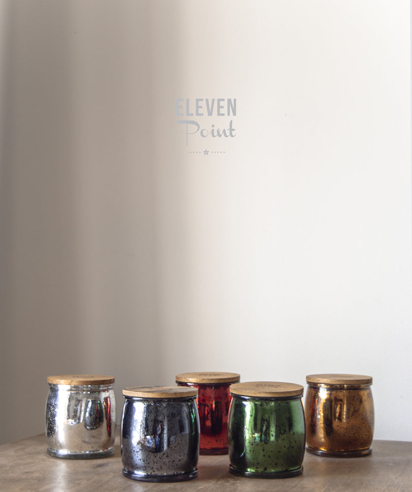 Silver Birch Mercury Barrel Candle in Navy Candle Eleven Point   