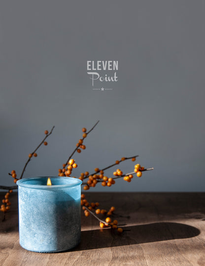 Just Peachy Rock Candle in Denim Candle Eleven Point   