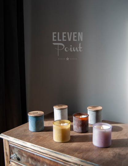 Almond Bark River Rock Candle in Fresh Plum Candle Eleven Point   