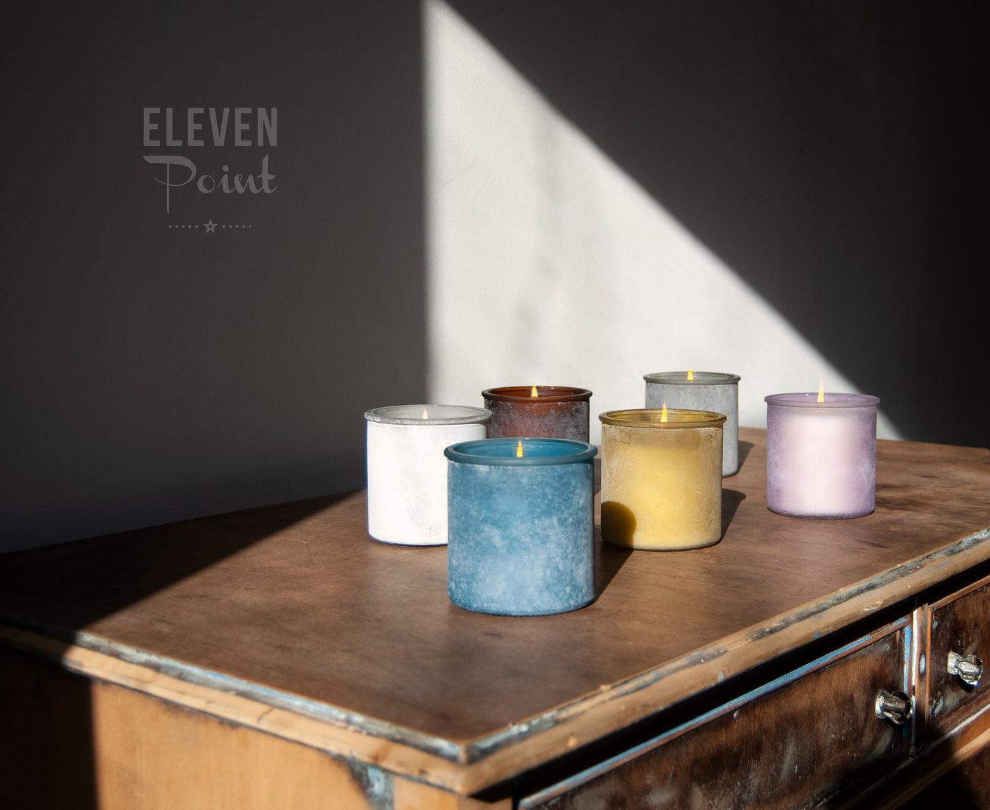 The River Rock Candle in Soft White Candle Eleven Point   