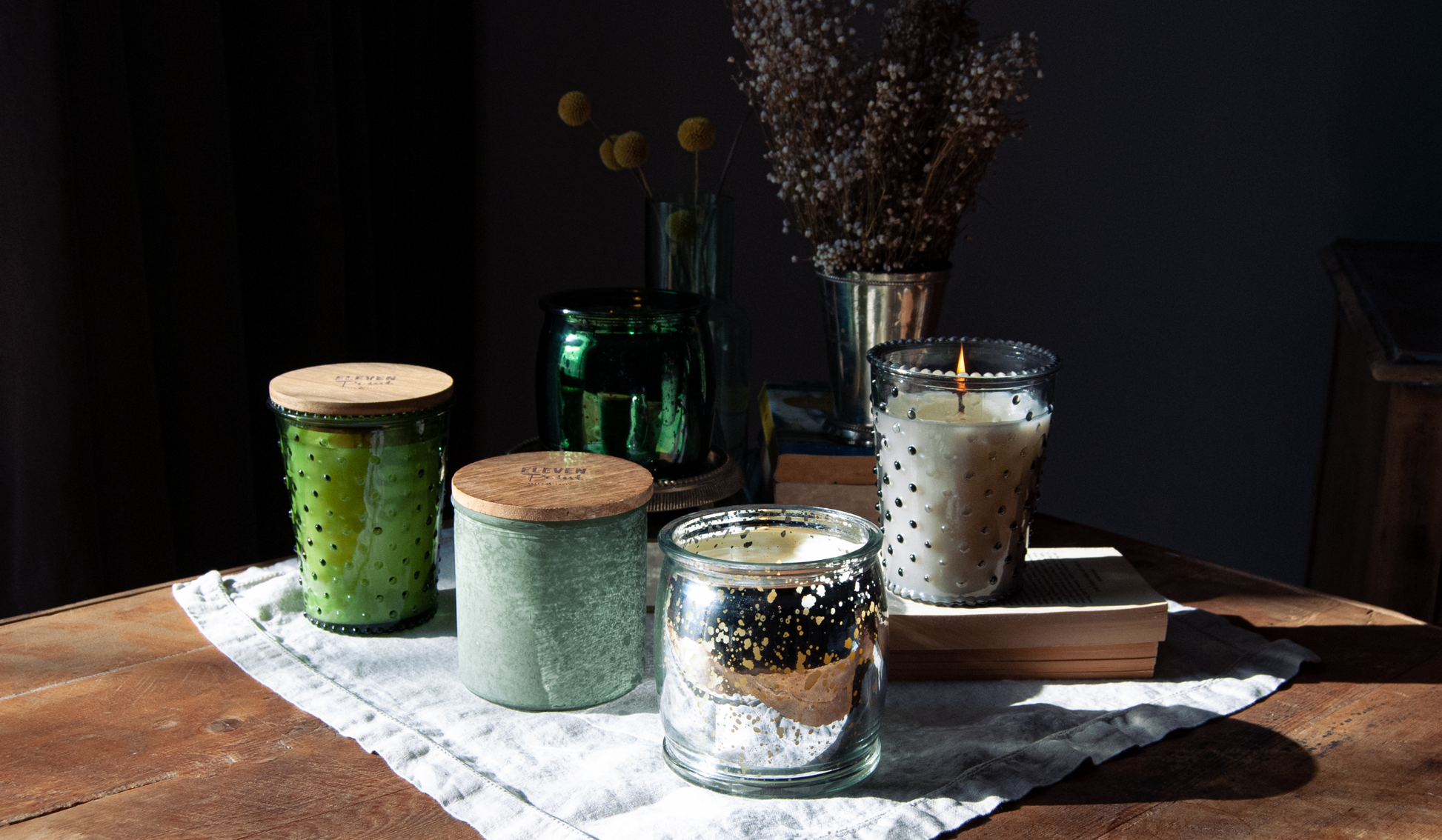 On The Rocks Hobnail Candle in Verde Candle Eleven Point   