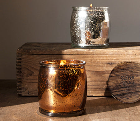 Tipsy Mercury Barrel Candle in Silver Candle Eleven Point   